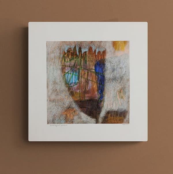 small painting on paper by r sawan white